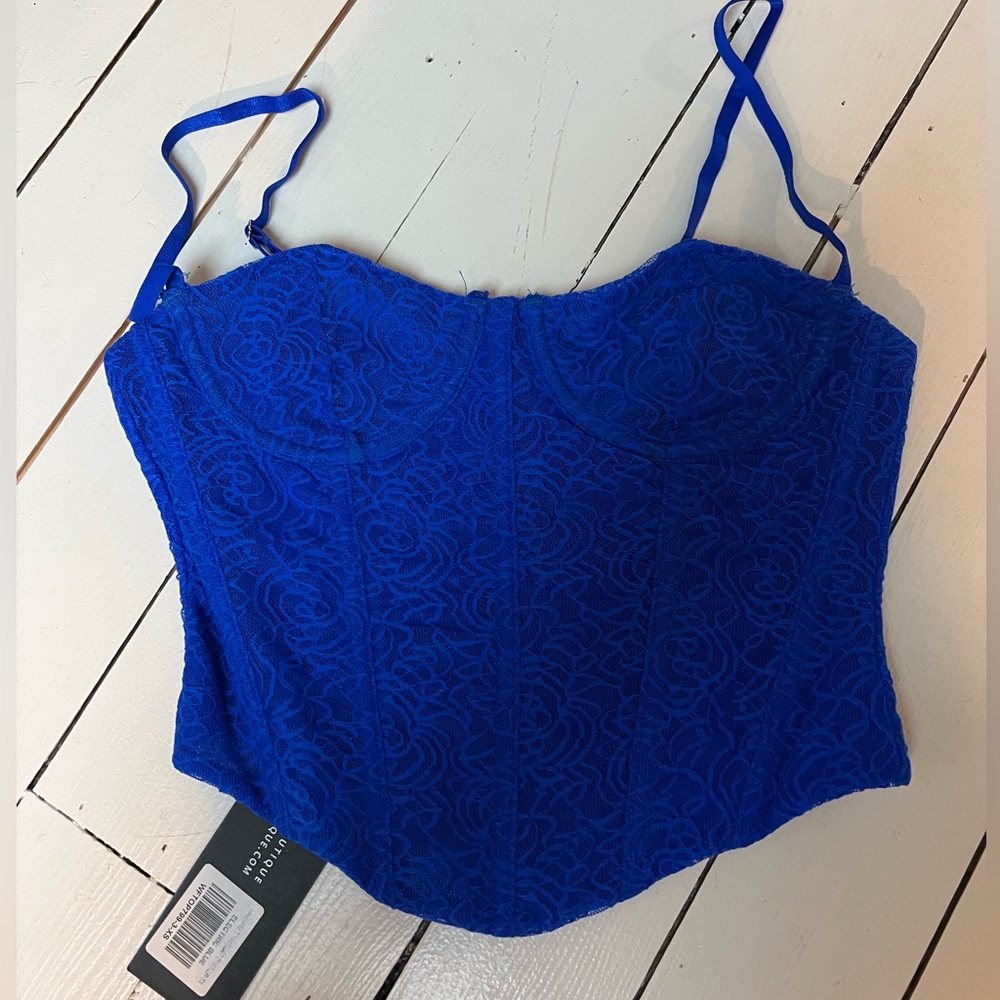 White Fox royal blue flower lace corset top size XS💙💙